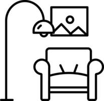 en train de lire canapé chaise contour vecteur illustration icône