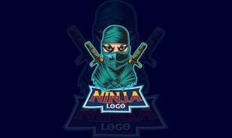 ninja dessin animé mascotte logo modèle vecteur