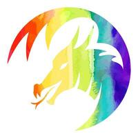 arc en ciel dragon logo. icône avec le symbole de le an. simple, moderne, et concis conception. vecteur