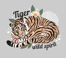 tigre sauvage esprit. slogan et conception pour t chemise modèle. vecteur