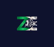 ze lettre logo conception vert ou argent Couleur Créatif La technologie électrique énergie logo vecteur