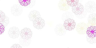 motif de doodle vecteur rose clair, jaune avec des fleurs.