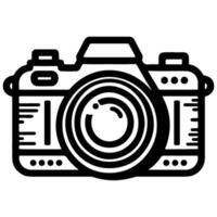 ai généré photo caméra contour art icône pour applications, sites Internet, logo. la photographie symbole noir ligne vecteur