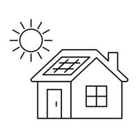 solaire panneau sur loger, accumuler Soleil énergie, ligne icône. alternative électrique génération de lumière du soleil. vecteur contour illustration