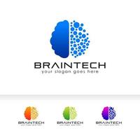 modèle de conception de logo numérique brain tech. illustration de symbole de signe de cerveau vecteur