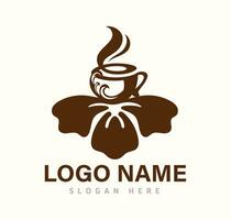 océan café tasse avec fleur ornement vecteur logo illustration