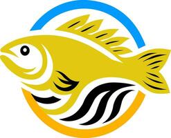 Facile poisson logo avec or couleurs vecteur
