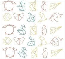 origami animaux vecteur illustration. animal origami papier. papier art illustration. origami icône ensemble modèle