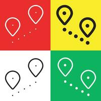 carte vecteur icône, contour style icône, de aventure Icônes collection, isolé sur rouge, jaune, blanc et vert Contexte.
