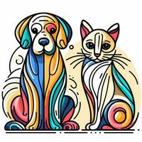 chat et chien vecteur illustration