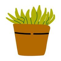 vert plante dans marron pot dessin animé icône vecteur