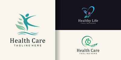 en bonne santé se soucier logo conception paquet avec Créatif concept prime vecteur