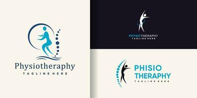 physiothérapie logo conception paquet avec Créatif concept prime vecteur