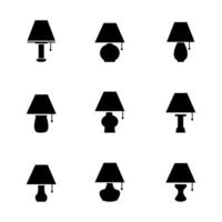 lampe silhouettes. éclairage symboles collection accessoires pour moderne pièce articles vecteur
