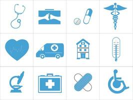 médical solide icône vecteur conception bleu couleur. divers médical Icônes pour les hôpitaux et santé prestations de service