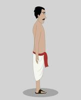 Indien village pauvres Hommes côté vue 2d dessin animé personnage pour animation vecteur