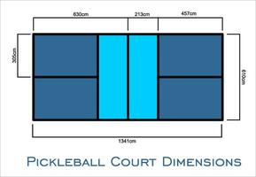 universel pickleball tribunal dimensions Taille des mesures dans centimètre Haut vue vecteur