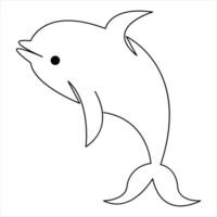dauphin poisson continu un ligne art dessin minimaliste nager main tiré contour vecteur illustration