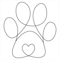 continu un ligne art dessin animal de compagnie chien et chat patte pied impression contour vecteur art illustration