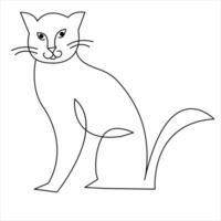 chat animal de compagnie animal Célibataire ligne art dessin continu contour vecteur art illustration minimaliste