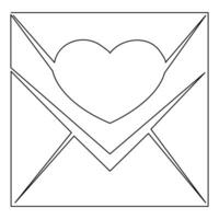 l'amour lettre enveloppe isolé icône continu Célibataire ligne art dessin contour vecteur illustration