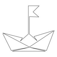 papier bateau continu un ligne art dessin de contour vecteur art illustration