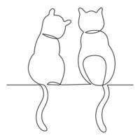 chat animal de compagnie animal Célibataire ligne art dessin continu contour vecteur art illustration minimaliste