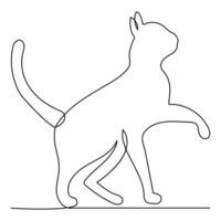 chat animal de compagnie animal Célibataire ligne art dessin continu contour vecteur art illustration minimaliste