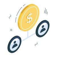 dollar pièces de monnaie avec avatars mettant en valeur investisseurs icône vecteur