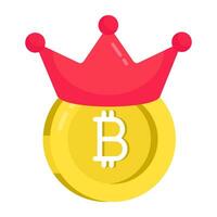 une unique conception icône de bitcoin couronne vecteur