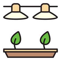 pendaison grandir lumières avec les plantes vecteur phytolampes coloré icône ou conception élément