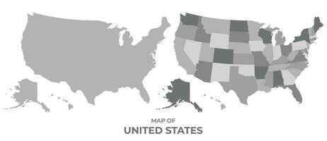 niveaux de gris vecteur carte de Etats-Unis avec Régions et Facile plat illustration