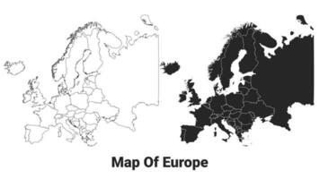 vecteur noir carte de L'Europe  pays avec les frontières de Régions