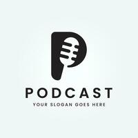 lettre p podcast record logo icône création vecteur