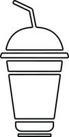 jetable Plastique café ou thé tasse ou verre avec paille icône vecteur. du froid boisson verre dans ligne style. vecteur