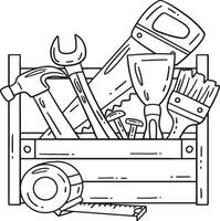 construction outil boîte isolé coloration page vecteur