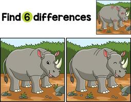 rhinocéros animal trouver le différences vecteur