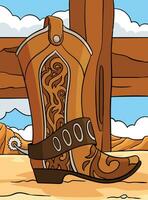 cow-boy bottes coloré dessin animé illustration vecteur