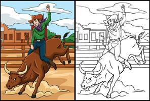 cow-boy taureau cavalier coloration page illustration vecteur