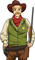 cow-boy shérif dessin animé coloré clipart vecteur