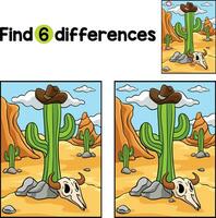 cow-boy chapeau, cactus taureau crâne trouver le différences vecteur