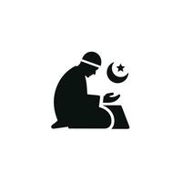 musulman prier icône isolé sur blanc Contexte vecteur