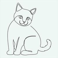 continu ligne main dessin vecteur illustration chat art