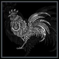 monochrome poulet coq mandala arts. vecteur