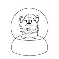 neige globe avec mignonne corgi avec félicitations dans noir et blanc vecteur