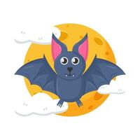 lune avec chauve souris mouche illustration vecteur