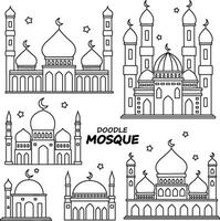 mosquée noir et blanc griffonnage illustration vecteur