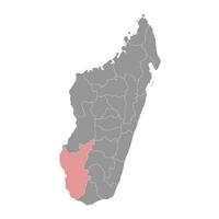 atsimo andréfana Région carte, administratif division de Madagascar. vecteur illustration.