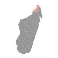 Diane Région carte, administratif division de Madagascar. vecteur illustration.