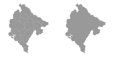 Monténégro gris carte avec administratif subdivisions. vecteur illustration.